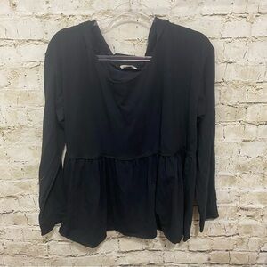 NEW Free 832 Black Tiered Hooded Hoodie Top